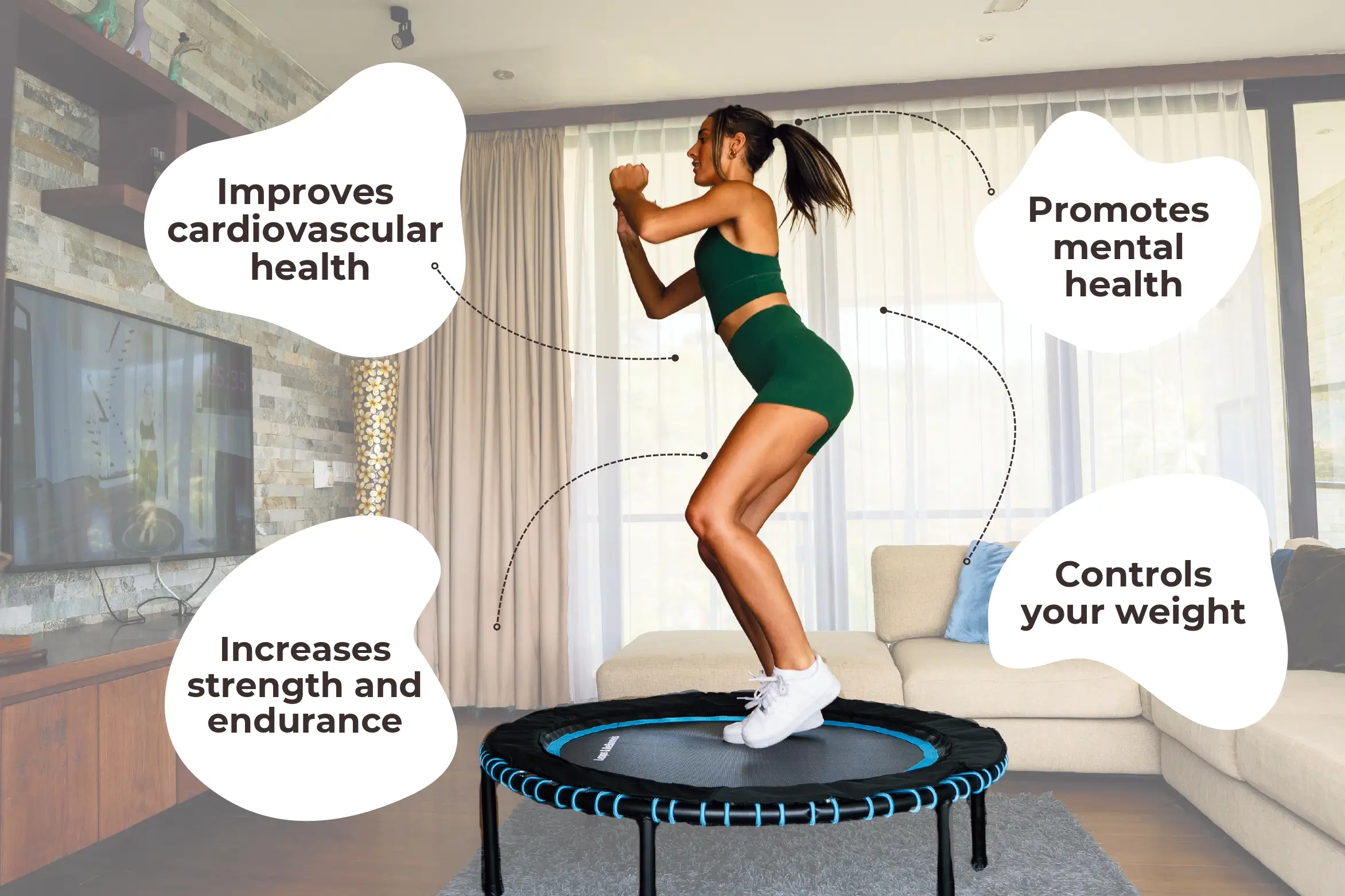 Mini Trampoline Rebounder for Adults - Fitness Trampoline - Image 8